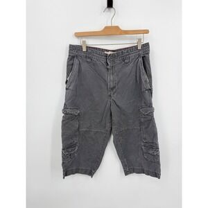 Cargo Supply Utility Cargo Shorts Men 32 Gray Faded Multi-Pocket Cotton Rugged